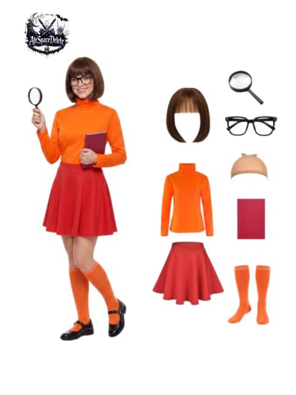 Retro Detective Halloween Costume 9-Piece Set